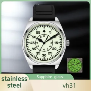 Vh31 Men Watches Sapphire Crystal Luminous Dial waterproof 5Bar 316L Stainless Steel vintage Pilot Beat Quartz Men watch 2025New 1