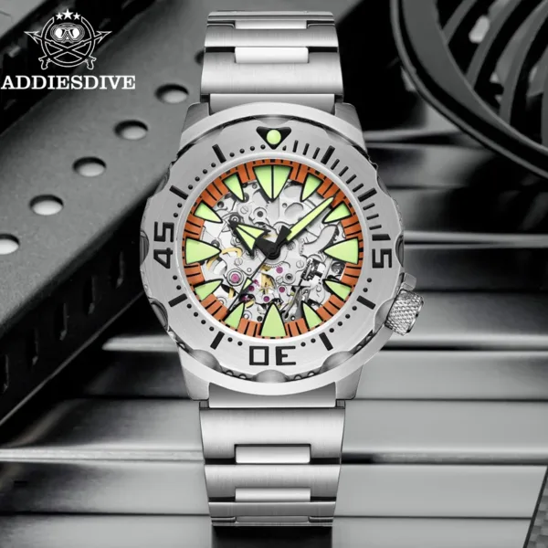 ADDIESDIVE Skeleton Automatic Diver Watch – Sapphire & BGW9 Luminous, 200m 1