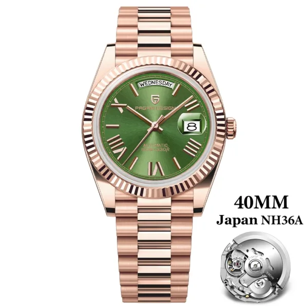 2024 New PAGANI DESIGN Rose Gold DD40 Luxury Automatic Watch Men Mechanical Wrist Watches Men Japan NH36A AR Sapphire crystal 2