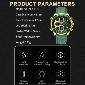 New NAVIFORCE Watches for Men Leather Mens Military Sport Waterproof Watch Quartz WristWatch Chronograph Male Clock 4
