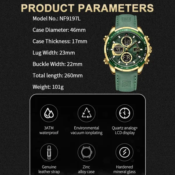 New NAVIFORCE Watches for Men Leather Mens Military Sport Waterproof Watch Quartz WristWatch Chronograph Male Clock 4