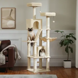 Large Cat Tree with Plush Condo, Posts & Perches 2