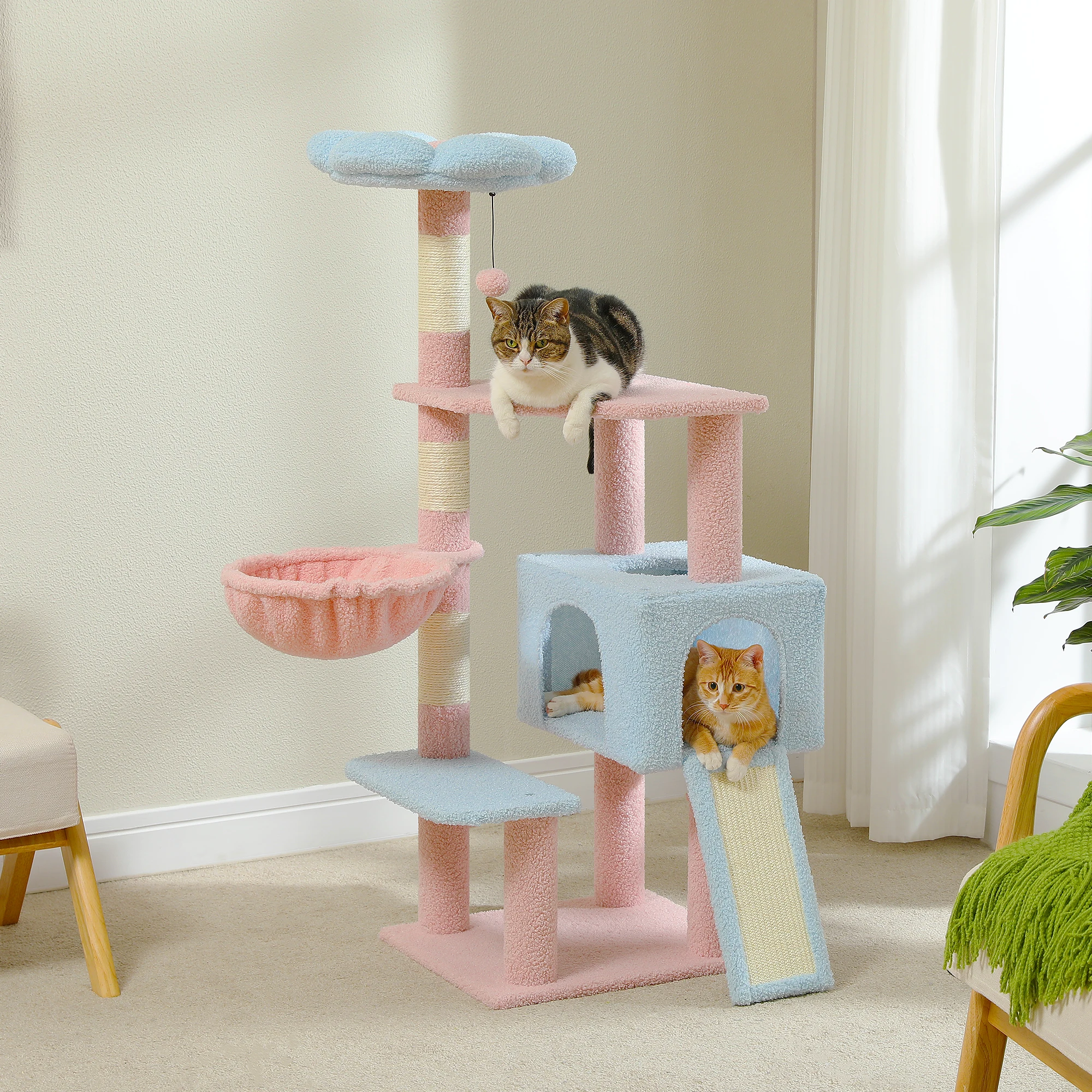 Flower Cat Tree Multi-Level Tower with Sisal Posts 2 Flower Cat Tree Multi-Level Tower with Sisal Posts 2