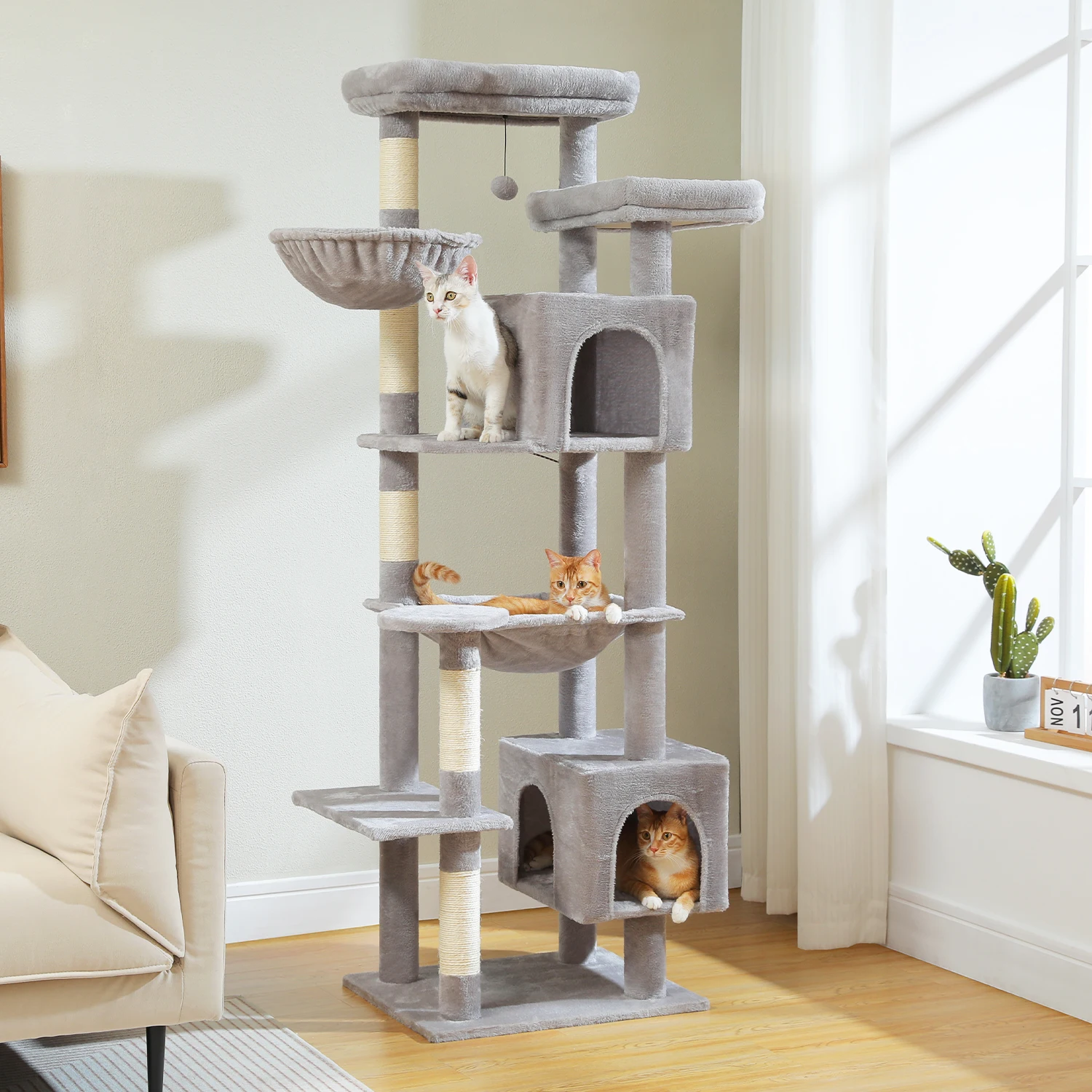 Large Cat Tree with Plush Condo, Posts & Perches 4 Large Cat Tree with Plush Condo, Posts & Perches 4