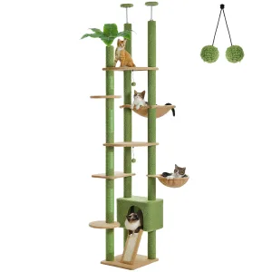 Cactus Cat Tree Floor to Ceiling with Condo & Hammock 7