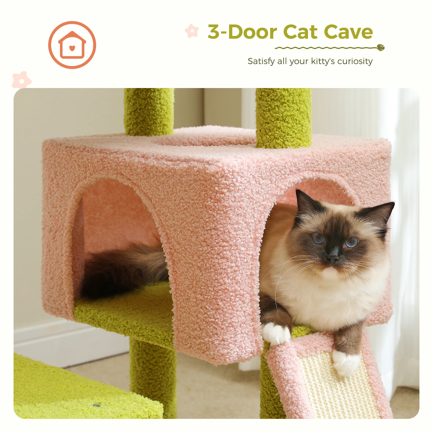 Multi-Level Flower Cat Tower with Sisal Scratching Posts 5 Multi-Level Flower Cat Tower with Sisal Scratching Posts 5