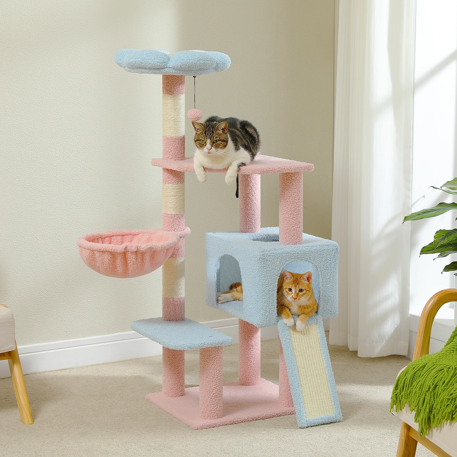 Multi-Level Flower Cat Tower with Sisal Scratching Posts 1 Multi-Level Flower Cat Tower with Sisal Scratching Posts 1