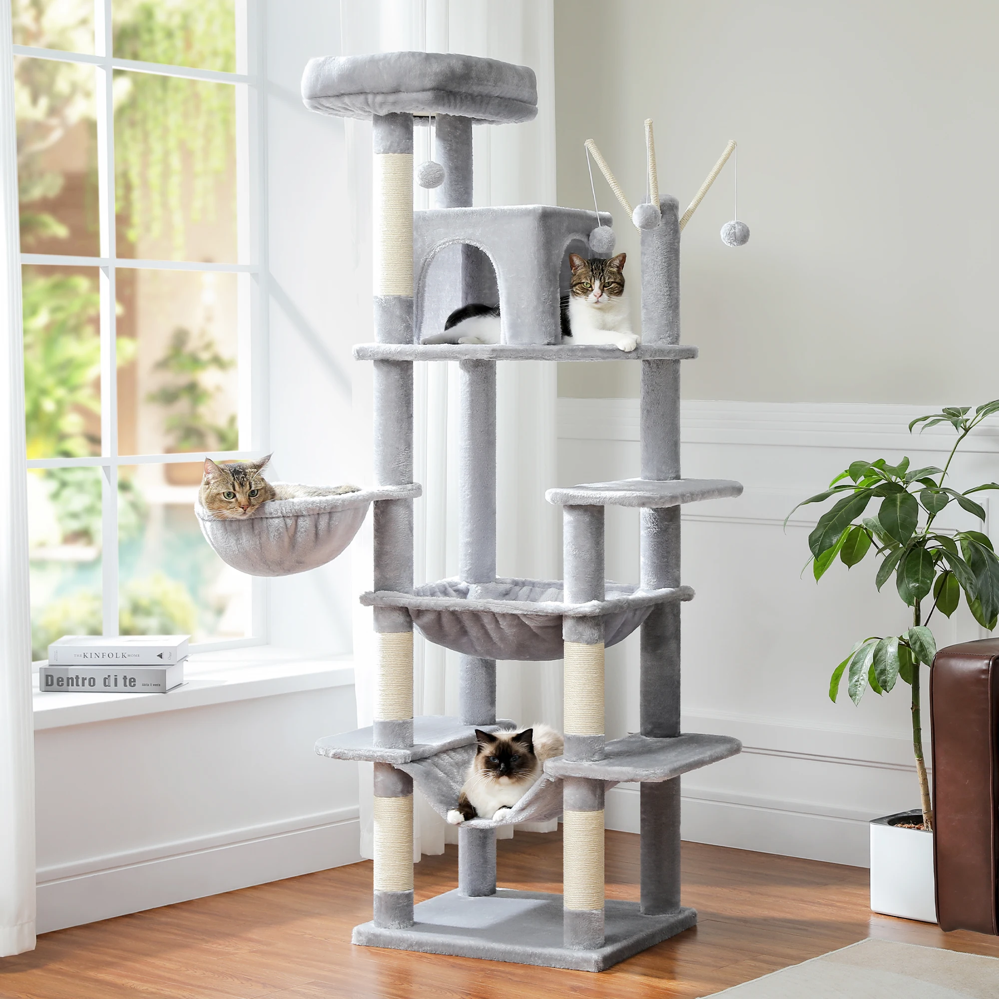Large Cat Tree with Plush Condo, Posts & Perches 5 Large Cat Tree with Plush Condo, Posts & Perches 5