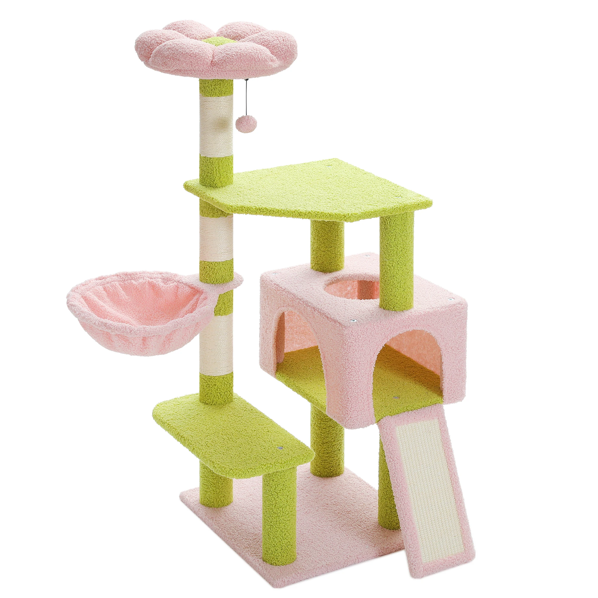 Multi-Level Flower Cat Tower with Sisal Scratching Posts 20 Multi-Level Flower Cat Tower with Sisal Scratching Posts 20