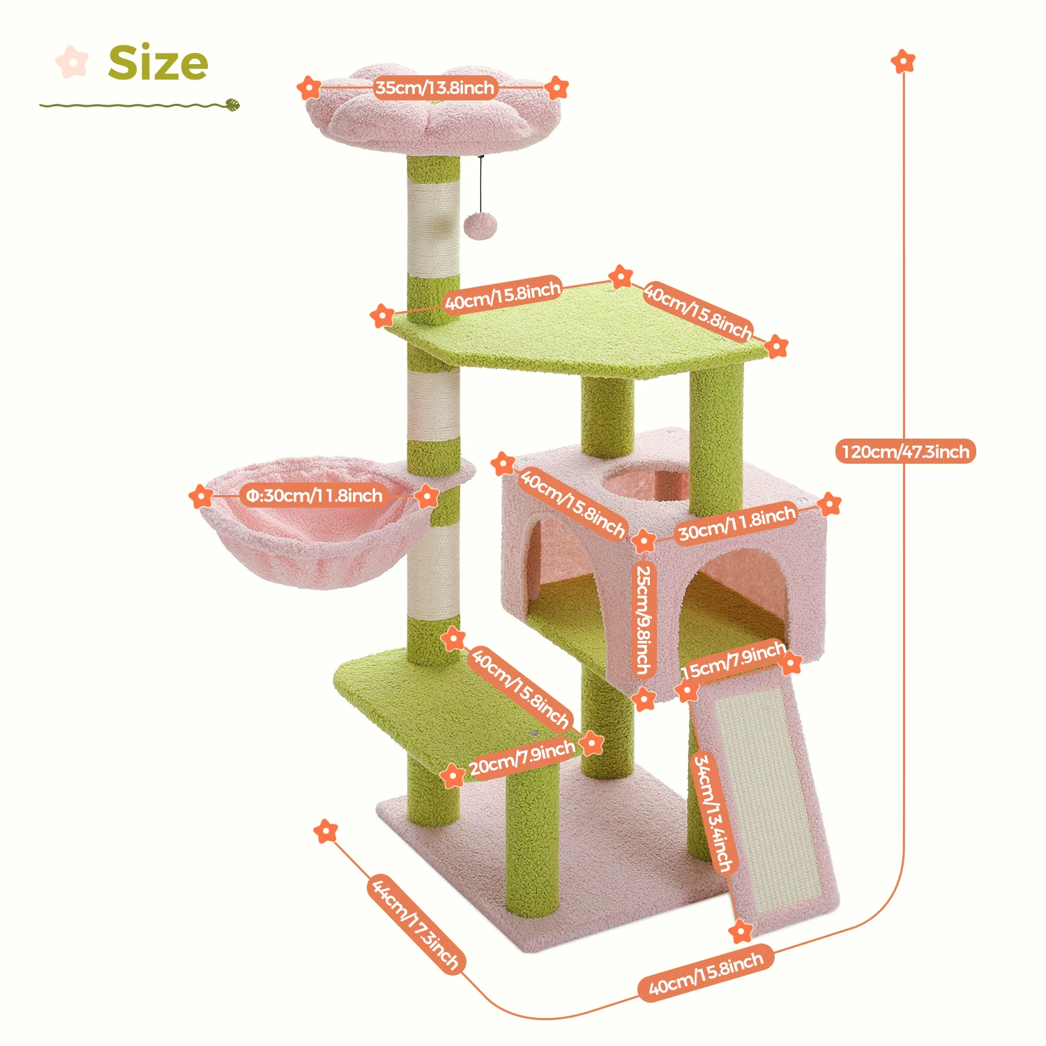 Flower Cat Tree Multi-Level Tower with Sisal Posts 3 Flower Cat Tree Multi-Level Tower with Sisal Posts 3