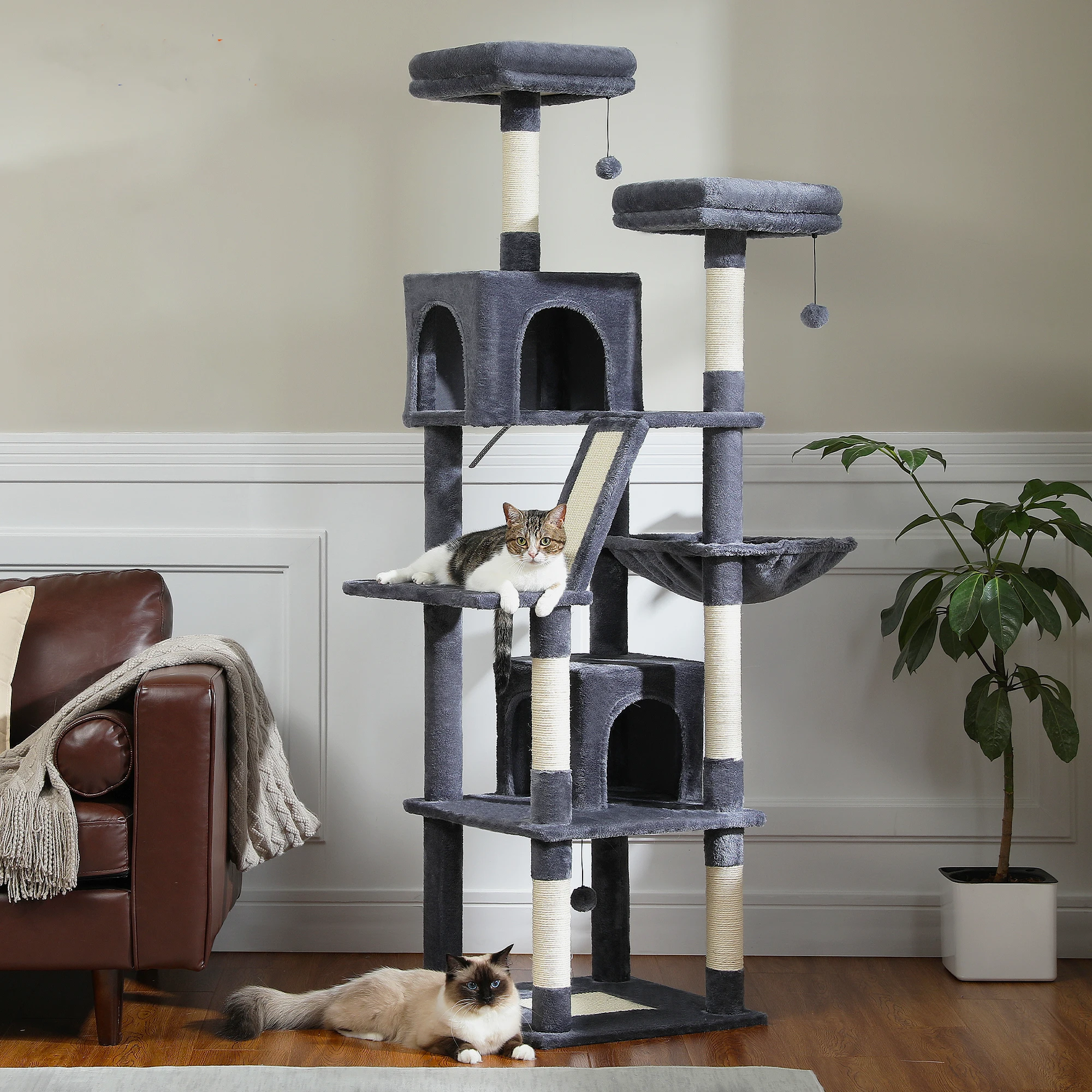 Large Cat Tree with Plush Condo, Posts & Perches 1 Large Cat Tree with Plush Condo, Posts & Perches 1