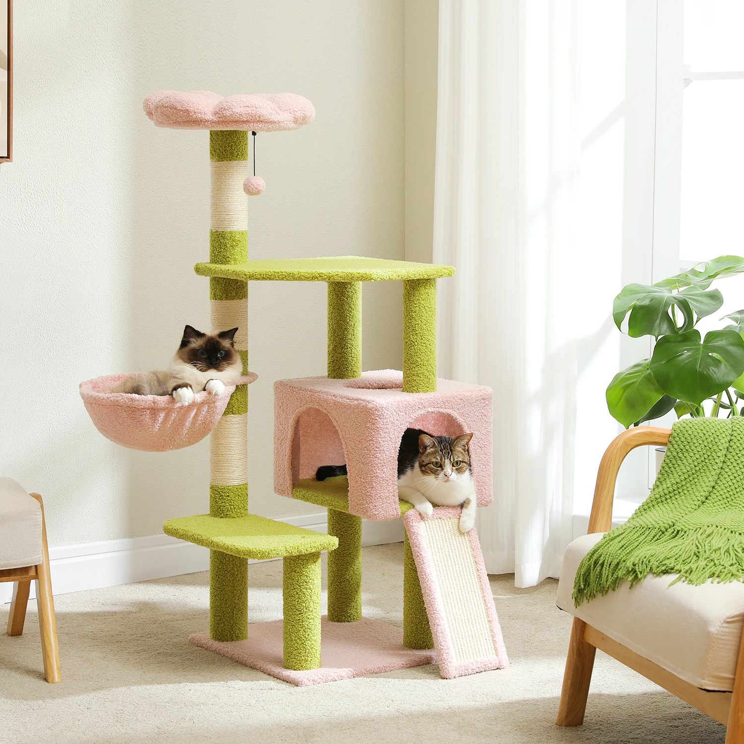 Flower Cat Tree Multi-Level Tower with Sisal Posts 1 Flower Cat Tree Multi-Level Tower with Sisal Posts 1